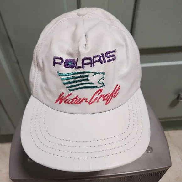 VTG Polaris WaterCraft Water Craft Leather Adjustable Strapback Hat Cap